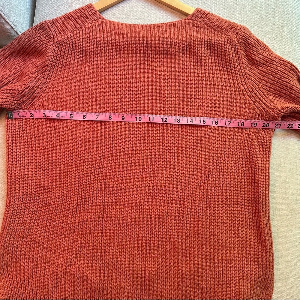 J Crew Orange V-Neck Ribbed Sweater - Picture 6 of 6